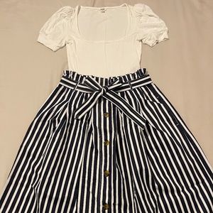 Garage white puff sleeve top & Striped dress (YOU CAN BUY SEPARATELY)